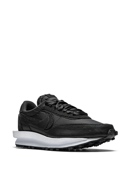 X Sacai Ldwaffle Black Nylon Sneakers