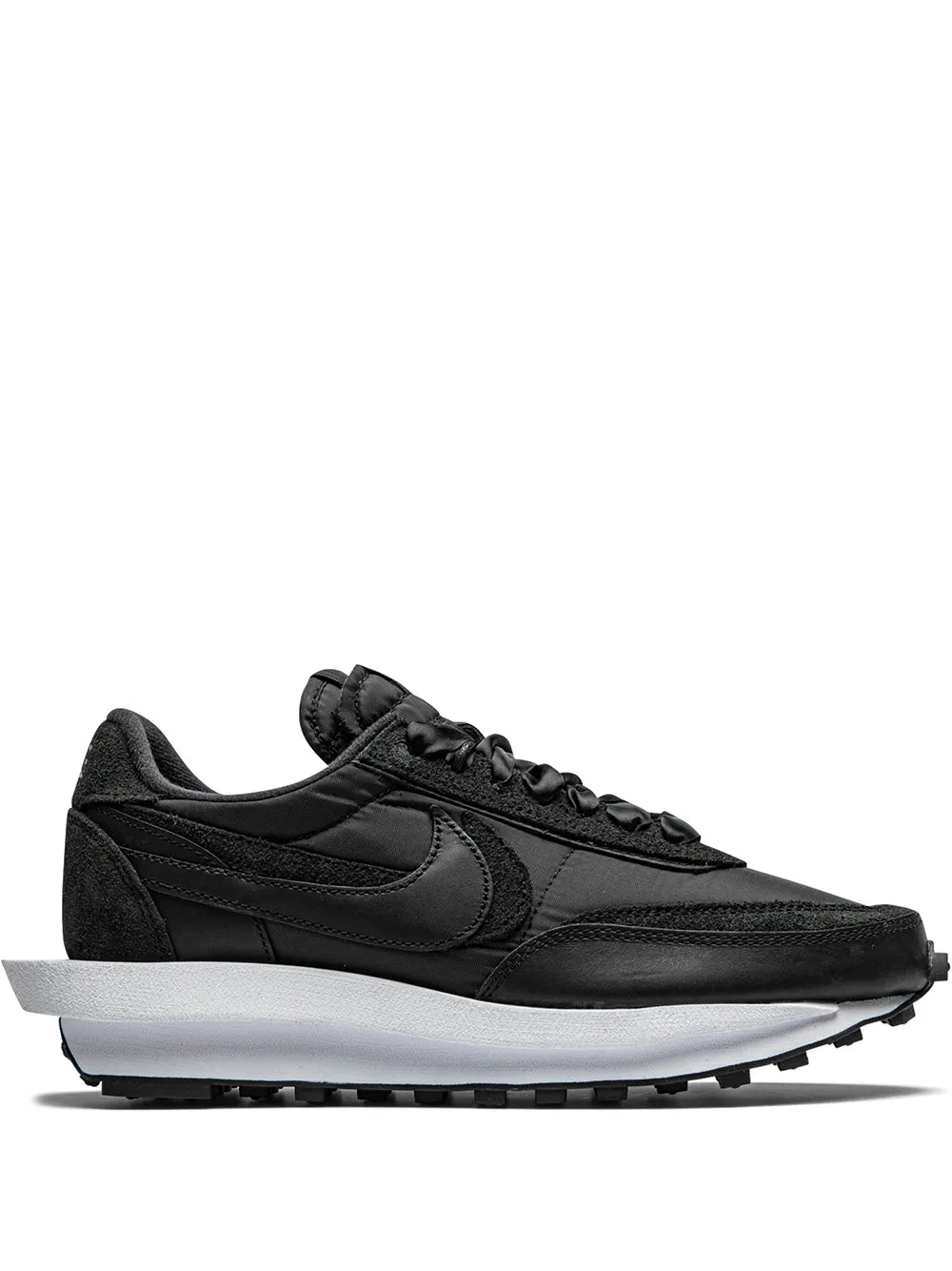 X Sacai Ldwaffle Black Nylon Sneakers