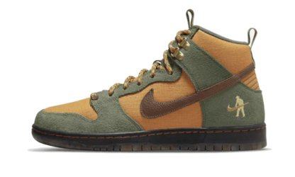 styleora SB Dunk High Shoes Carbon Green Cider-Wheat Gold Pass-Port styleora